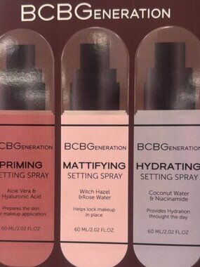 BCBG Generation Setting Spray Trio – Primer, Mattifying & Hydrating NEW NIB
